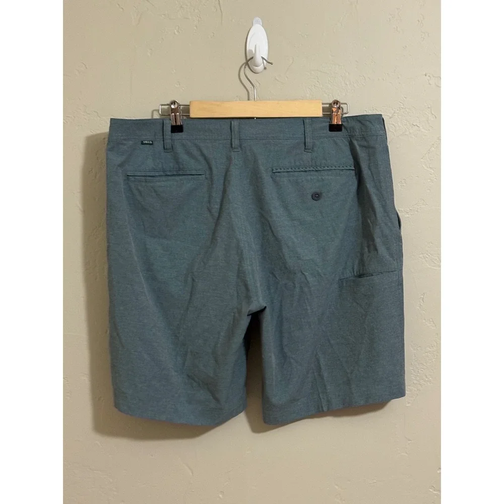 Orvis Shorts Mens Size 36 - Blue Grey / Sage - Flat Front Chino Shorts